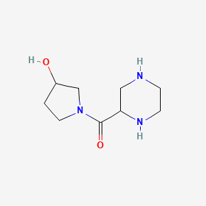 molecular formula C9H17N3O2 B13627622 1-(Piperazine-2-carbonyl)pyrrolidin-3-ol 