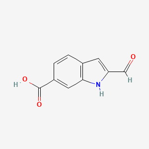 molecular formula C10H7NO3 B13627649 2-formyl-1H-indole-6-carboxylic acid 