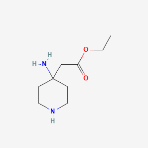 molecular formula C9H18N2O2 B13627658 Ethyl 2-(4-aminopiperidin-4-yl)acetate 