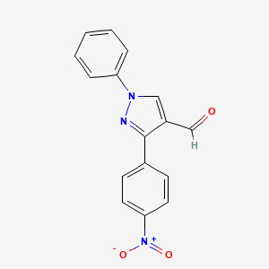 molecular formula C16H11N3O3 B1362766 3-(4-Nitrophenyl)-1-phenyl-1H-pyrazole-4-carbaldehyde CAS No. 21487-49-0