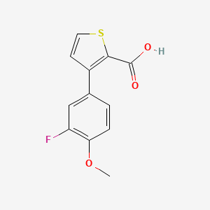 molecular formula C12H9FO3S B13627686 3-(3-Fluoro-4-methoxyphenyl)thiophene-2-carboxylic acid 