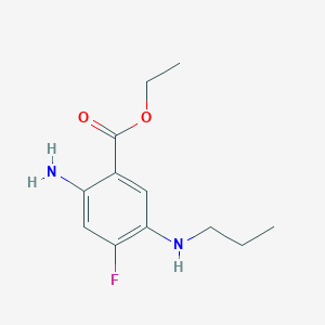 molecular formula C12H17FN2O2 B13627706 Ethyl 2-amino-4-fluoro-5-(propylamino)benzoate 