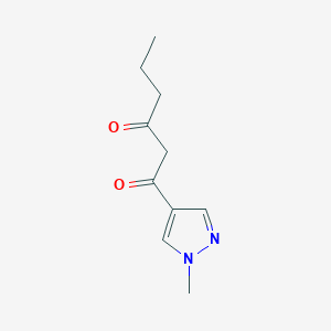 molecular formula C10H14N2O2 B13627758 1-(1-Methyl-1h-pyrazol-4-yl)hexane-1,3-dione 