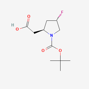 molecular formula C11H18FNO4 B13627774 2-((2S,4S)-1-(Tert-butoxycarbonyl)-4-fluoropyrrolidin-2-YL)acetic acid 