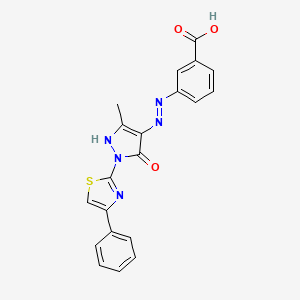 molecular formula C20H15N5O3S B1362784 3-{2-[3-methyl-5-oxo-1-(4-phenyl-1,3-thiazol-2-yl)-1,5-dihydro-4H-pyrazol-4-yliden]hydrazino}benzoic acid 