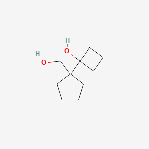 molecular formula C10H18O2 B13627847 1-[1-(Hydroxymethyl)cyclopentyl]cyclobutan-1-ol 