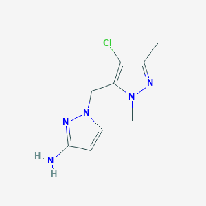 molecular formula C9H12ClN5 B13627860 1-((4-Chloro-1,3-dimethyl-1h-pyrazol-5-yl)methyl)-1h-pyrazol-3-amine 