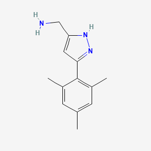 molecular formula C13H17N3 B13627926 [3-(2,4,6-trimethylphenyl)-1H-pyrazol-5-yl]methanamine 