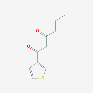 molecular formula C10H12O2S B13627976 1-(Thiophen-3-yl)hexane-1,3-dione 