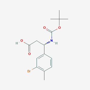 molecular formula C15H20BrNO4 B13627993 (S)-3-(3-Bromo-4-methylphenyl)-3-((tert-butoxycarbonyl)amino)propanoic acid 