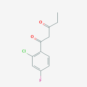 molecular formula C11H10ClFO2 B13628036 1-(2-Chloro-4-fluorophenyl)pentane-1,3-dione 