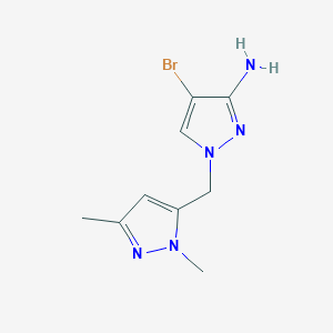 molecular formula C9H12BrN5 B13628043 4-Bromo-1-((1,3-dimethyl-1h-pyrazol-5-yl)methyl)-1h-pyrazol-3-amine 