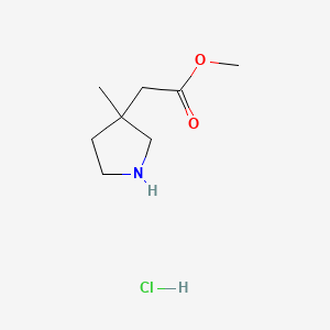 molecular formula C8H16ClNO2 B13628088 Methyl2-(3-methylpyrrolidin-3-yl)acetatehydrochloride 