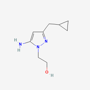 molecular formula C9H15N3O B13628104 2-(5-Amino-3-(cyclopropylmethyl)-1h-pyrazol-1-yl)ethan-1-ol 