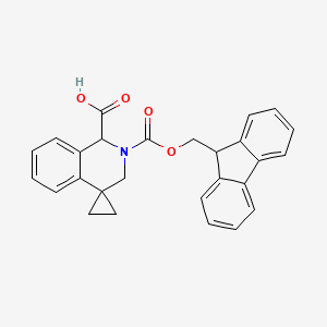 molecular formula C27H23NO4 B13628133 2'-{[(9H-fluoren-9-yl)methoxy]carbonyl}-2',3'-dihydro-1'H-spiro[cyclopropane-1,4'-isoquinoline]-1'-carboxylic acid 