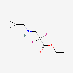 molecular formula C9H15F2NO2 B13628136 Ethyl 3-[(cyclopropylmethyl)amino]-2,2-difluoropropanoate 