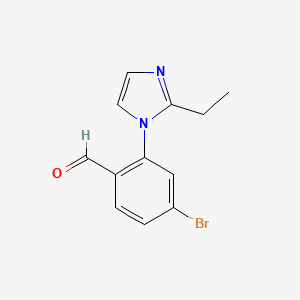 molecular formula C12H11BrN2O B13628221 4-Bromo-2-(2-ethyl-1h-imidazol-1-yl)benzaldehyde 