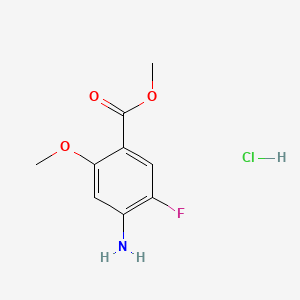 molecular formula C9H11ClFNO3 B13628256 Methyl4-amino-5-fluoro-2-methoxybenzoatehydrochloride 