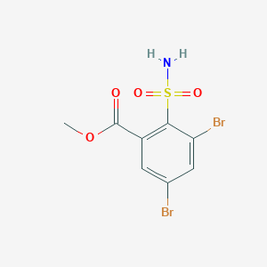 molecular formula C8H7Br2NO4S B13628269 Methyl 3,5-dibromo-2-sulfamoylbenzoate CAS No. 1094713-90-2