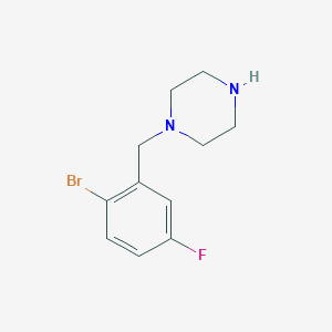 molecular formula C11H14BrFN2 B13628337 1-[(2-Bromo-5-fluorophenyl)methyl]piperazine 