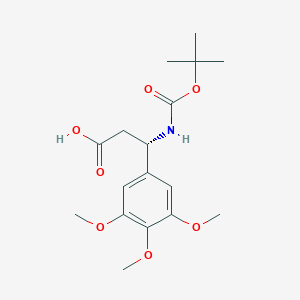 molecular formula C17H25NO7 B13628338 (S)-3-((tert-Butoxycarbonyl)amino)-3-(3,4,5-trimethoxyphenyl)propanoic acid 