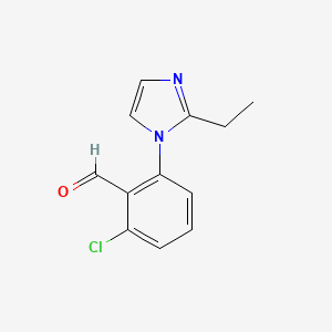 molecular formula C12H11ClN2O B13628347 2-Chloro-6-(2-ethyl-1h-imidazol-1-yl)benzaldehyde 