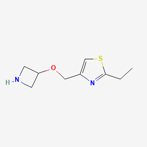 molecular formula C9H14N2OS B13628387 4-((Azetidin-3-yloxy)methyl)-2-ethylthiazole 