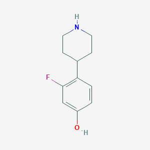 molecular formula C11H14FNO B13628430 3-Fluoro-4-(piperidin-4-yl)phenol 