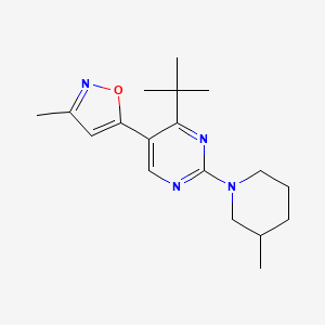 molecular formula C18H26N4O B13628463 4-Tert-butyl-5-(3-methyl-1,2-oxazol-5-YL)-2-(3-methylpiperidin-1-YL)pyrimidine 