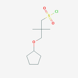 molecular formula C10H19ClO3S B13628482 3-(Cyclopentyloxy)-2,2-dimethylpropane-1-sulfonyl chloride 