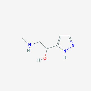 molecular formula C6H11N3O B13628558 Alpha-[(methylamino)methyl]-1h-pyrazole-3-methanol 