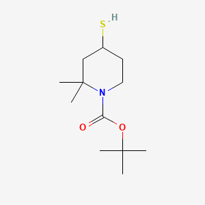 molecular formula C12H23NO2S B13628592 Tert-butyl 2,2-dimethyl-4-sulfanylpiperidine-1-carboxylate 