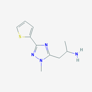 molecular formula C10H14N4S B13628660 1-(1-Methyl-3-(thiophen-2-yl)-1h-1,2,4-triazol-5-yl)propan-2-amine 