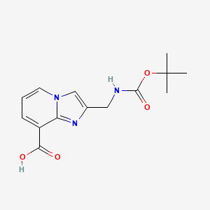 molecular formula C14H17N3O4 B13628691 2-({[(Tert-butoxy)carbonyl]amino}methyl)imidazo[1,2-a]pyridine-8-carboxylic acid 