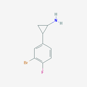 molecular formula C9H9BrFN B13628803 2-(3-Bromo-4-fluorophenyl)cyclopropan-1-amine 