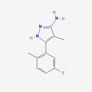 molecular formula C11H12FN3 B13628827 3-(5-Fluoro-2-methylphenyl)-4-methyl-1h-pyrazol-5-amine 