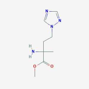 molecular formula C8H14N4O2 B13628942 Methyl 2-amino-2-methyl-4-(1h-1,2,4-triazol-1-yl)butanoate 