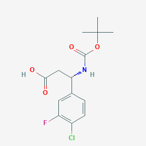 molecular formula C14H17ClFNO4 B13628956 (3S)-3-{[(tert-butoxy)carbonyl]amino}-3-(4-chloro-3-fluorophenyl)propanoic acid 