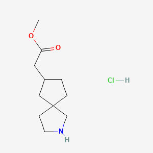 molecular formula C11H20ClNO2 B13628993 Methyl2-{2-azaspiro[4.4]nonan-7-yl}acetatehydrochloride 