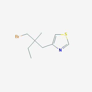 molecular formula C9H14BrNS B13629001 4-(2-(Bromomethyl)-2-methylbutyl)thiazole 