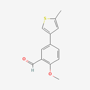 molecular formula C13H12O2S B13629007 2-Methoxy-5-(5-methylthiophen-3-yl)benzaldehyde 