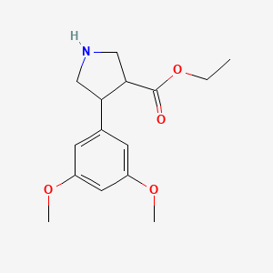 molecular formula C15H21NO4 B13629058 Ethyl 4-(3,5-dimethoxyphenyl)pyrrolidine-3-carboxylate 