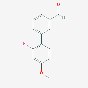 molecular formula C14H11FO2 B13629120 2'-Fluoro-4'-methoxy-[1,1'-biphenyl]-3-carbaldehyde 