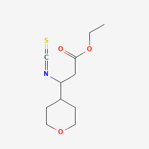 molecular formula C11H17NO3S B13629175 Ethyl 3-isothiocyanato-3-(oxan-4-yl)propanoate 