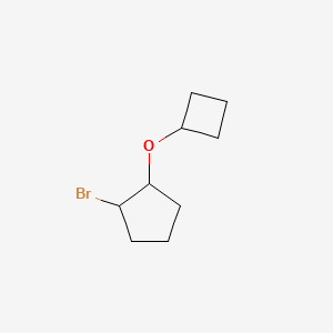 molecular formula C9H15BrO B13629226 1-Bromo-2-cyclobutoxycyclopentane 