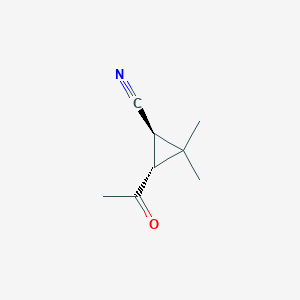 molecular formula C8H11NO B13629235 (1R,3R)-3-acetyl-2,2-dimethylcyclopropane-1-carbonitrile 