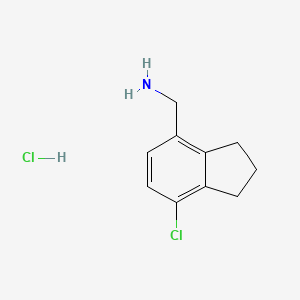 molecular formula C10H13Cl2N B13629250 1-(7-chloro-2,3-dihydro-1H-inden-4-yl)methanaminehydrochloride 