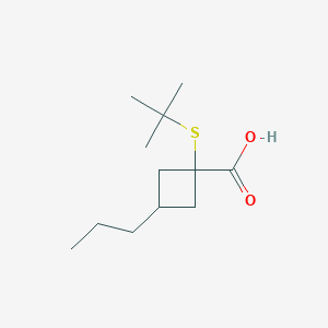 molecular formula C12H22O2S B13629263 1-(Tert-butylthio)-3-propylcyclobutane-1-carboxylic acid 