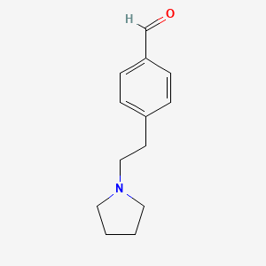 molecular formula C13H17NO B13629315 4-[2-(1-Pyrrolidinyl)ethyl]benzaldehyde 