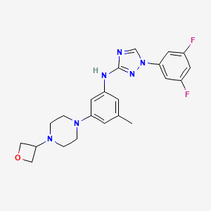 molecular formula C22H24F2N6O B13629316 1-(3,5-difluorophenyl)-N-{3-methyl-5-[4-(oxetan-3-yl)piperazin-1-yl]phenyl}-1H-1,2,4-triazol-3-amine 